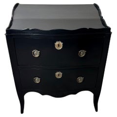 Louis XV Style Black Lacquered Walnut Chest Of Drawers With Bronze Decorations