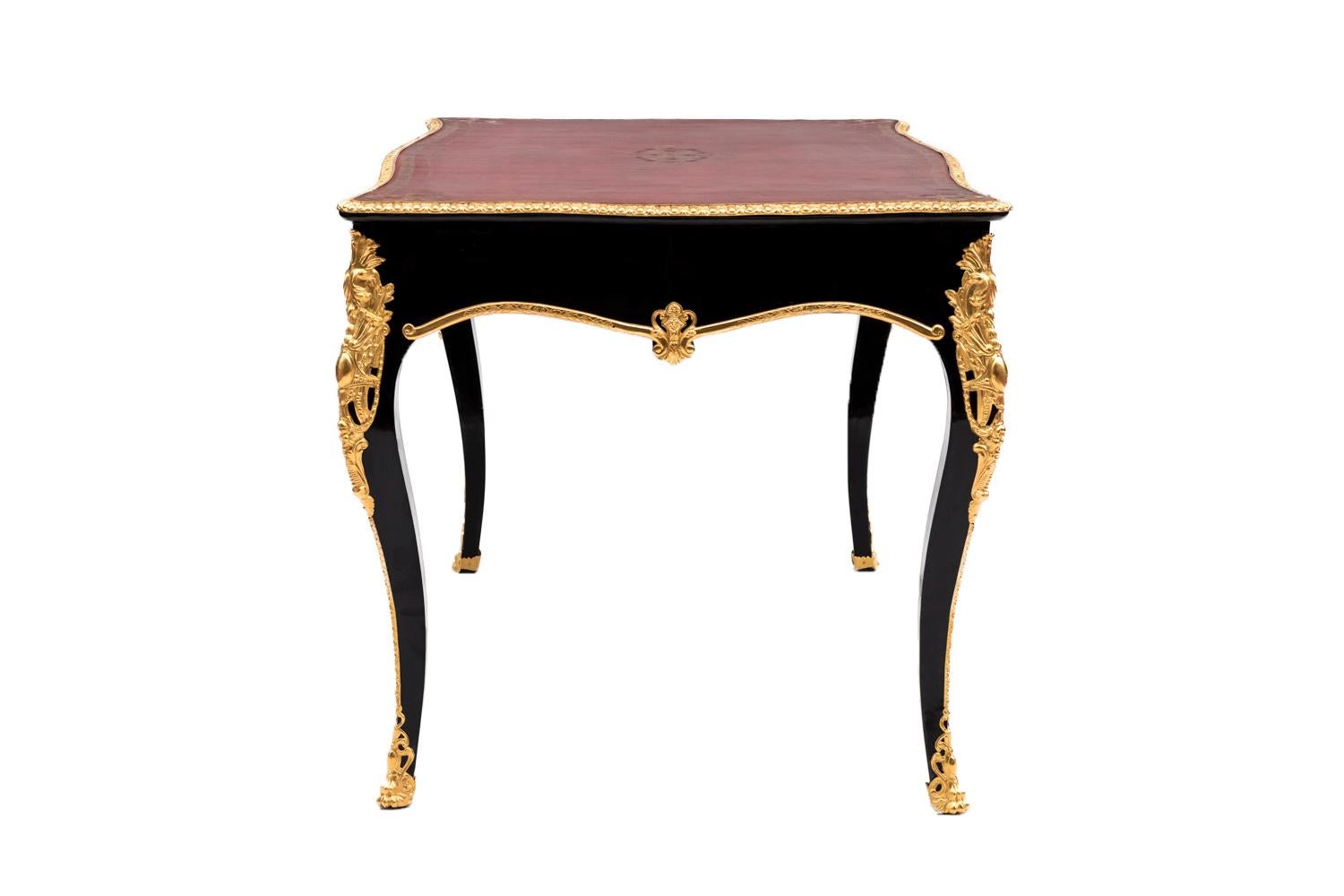 French Louis XV Style Black Lacquered Writing Desk, circa 1880