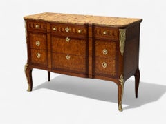 Louis XV Style, Block Front French Commode, Kingwood, Bronze, 19th Century