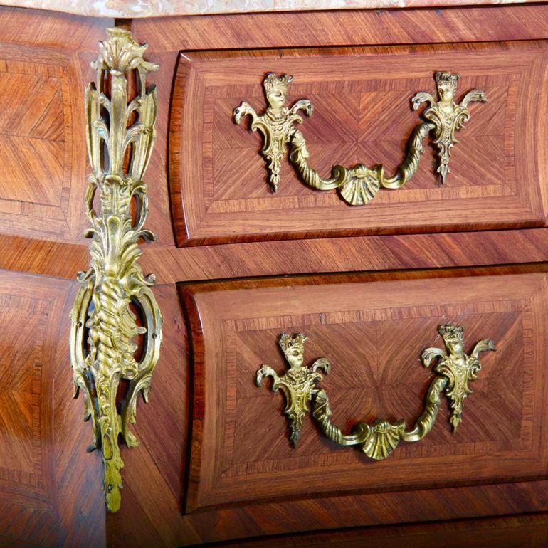 Marquetry Louis XV Style Bombe Commode from Paris