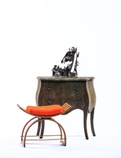 Louis XV Style Bombé Commode Wrapped in Olive Green Faux Snakeskin