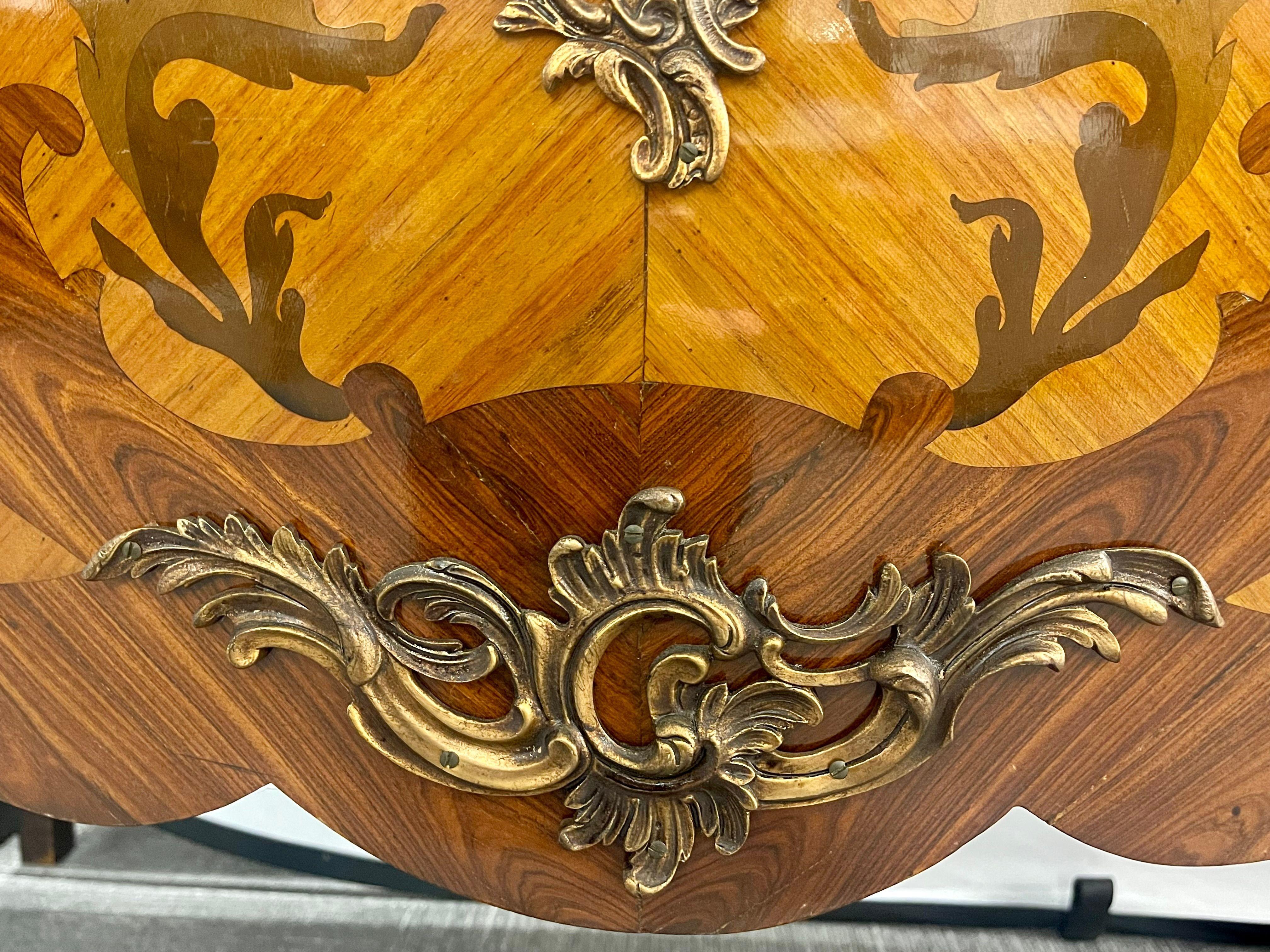 Louis XV Style Bombe Inlaid Commode, Chest or Dresser 6