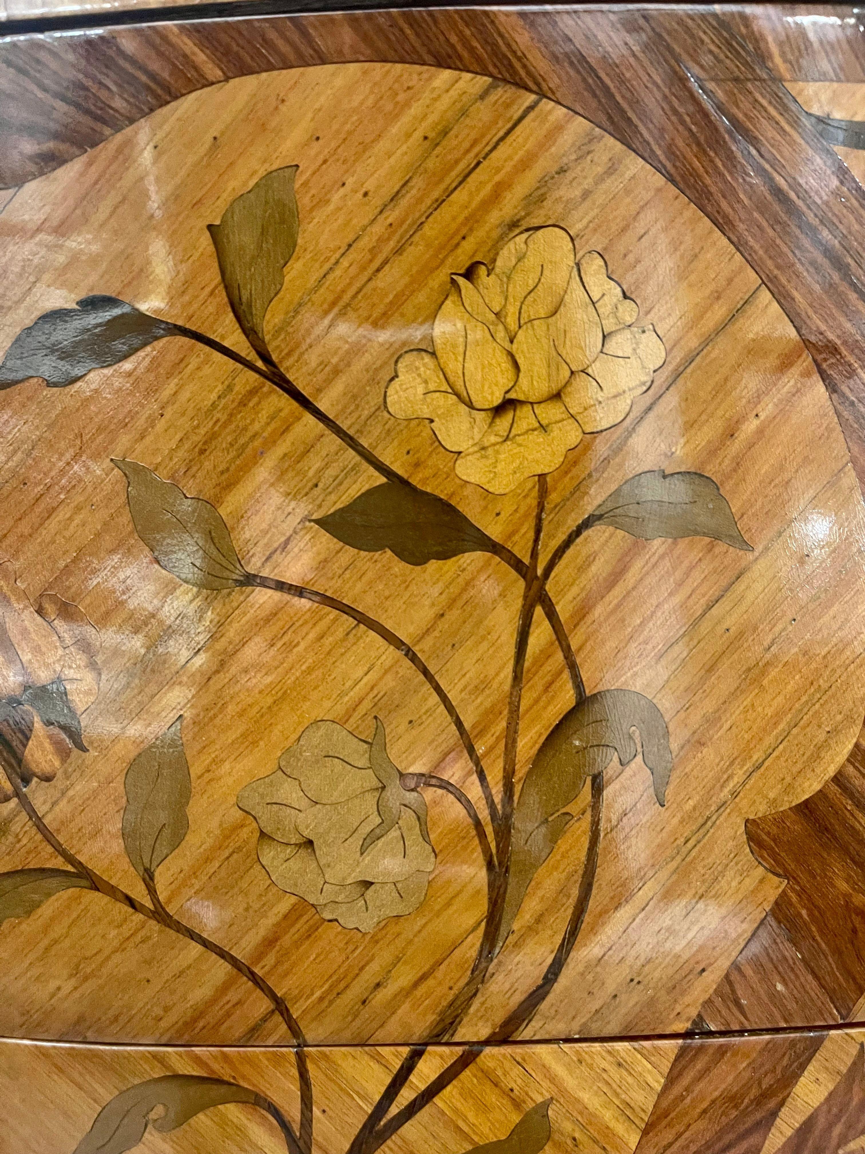 Louis XV Style Bombe Inlaid Commode, Chest or Dresser 7