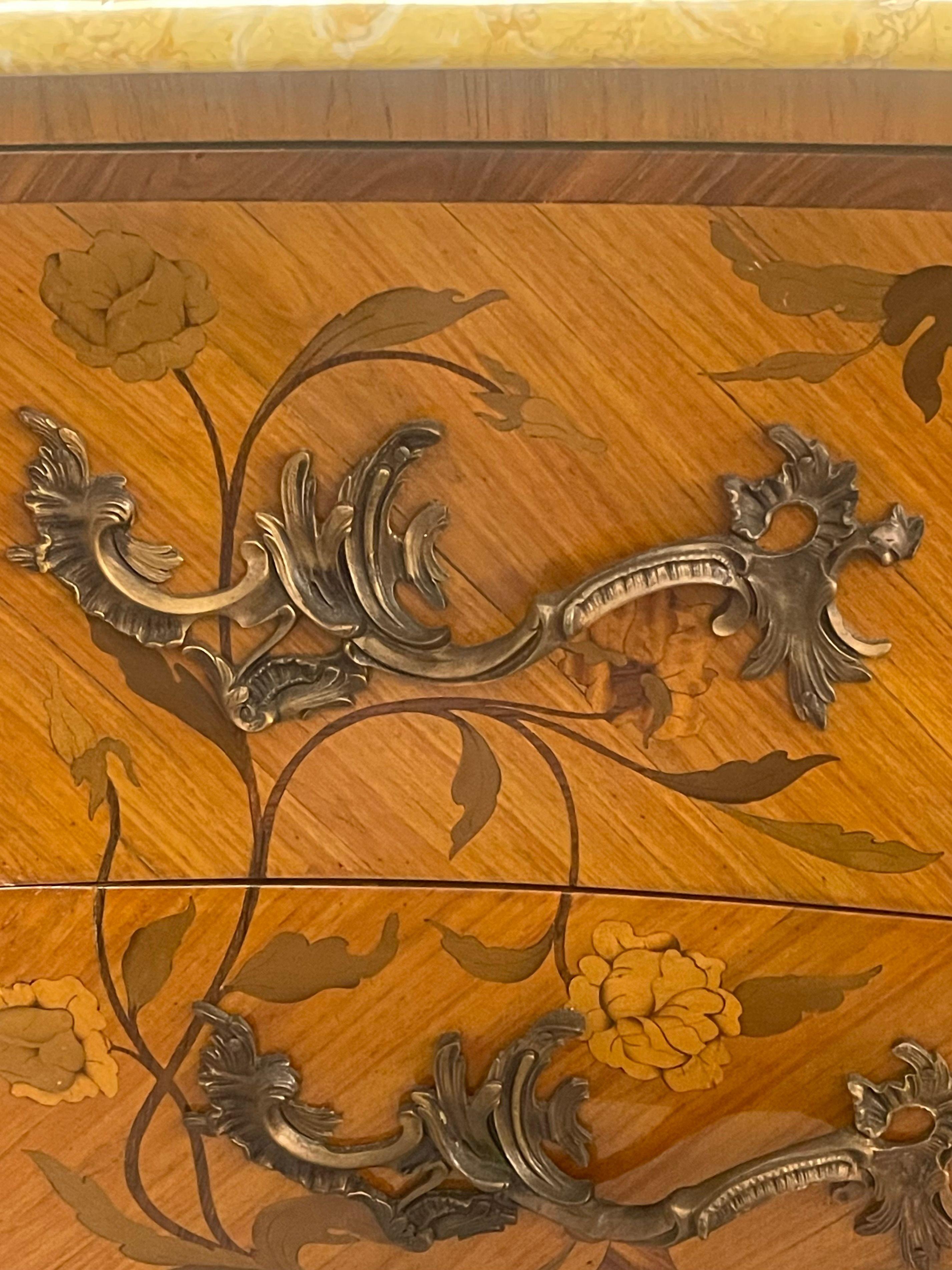 Louis XV Style Bombe Inlaid Commode, Chest or Dresser 4