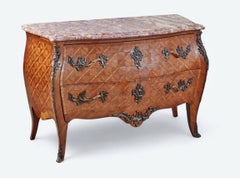 Louis XV-Style Bombe Parquetry Commode, 19th Century