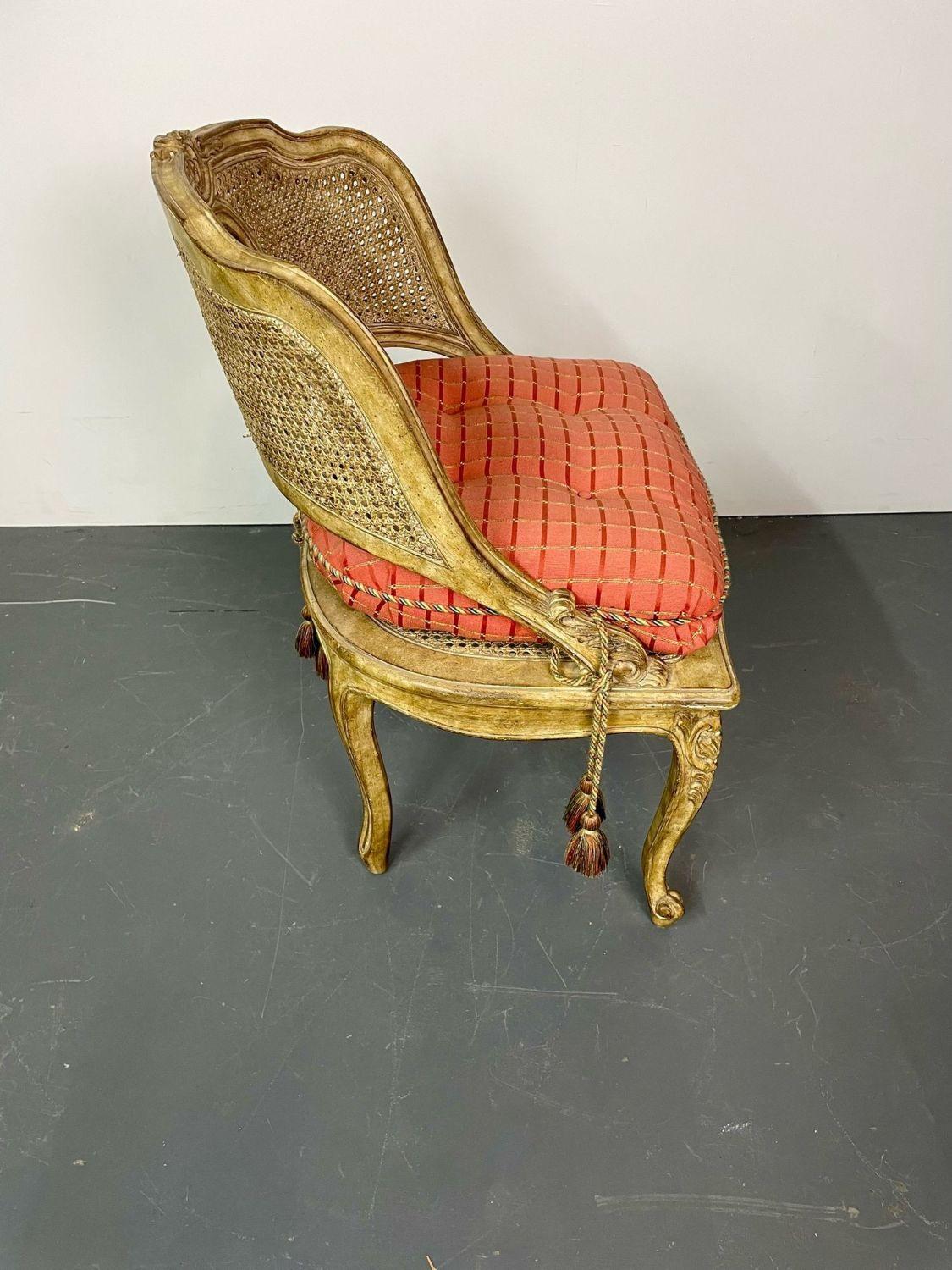 Boudoir-Stuhl im Louis-XV-Stil, Waschtisch- oder Flurstuhl, getuftetes Kissen und Quasten (Französisch) im Angebot