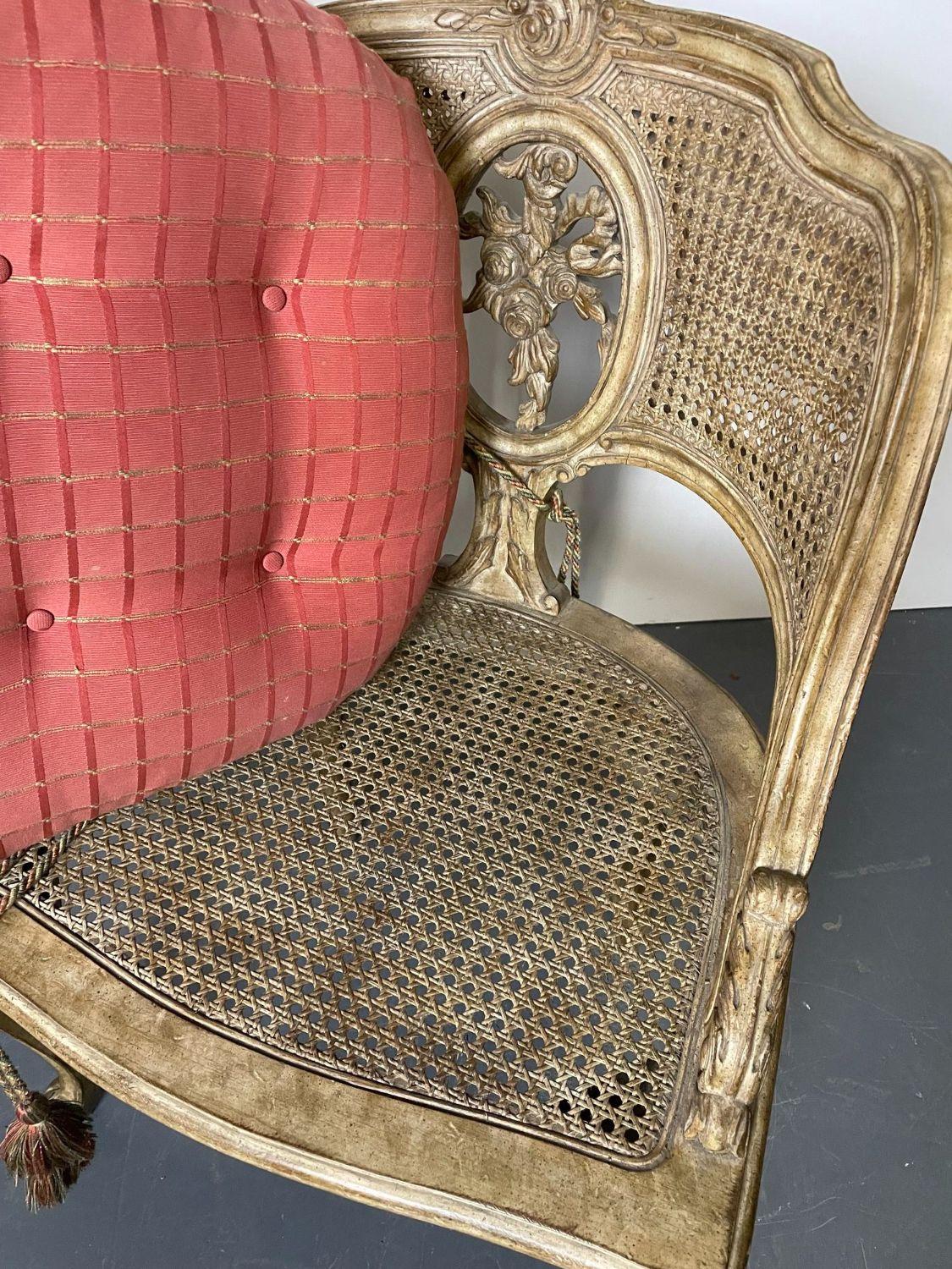 Louis XV Style Boudoir Chair, Vanity or Hall Chair, Tufted Pillow and Tassels For Sale 1