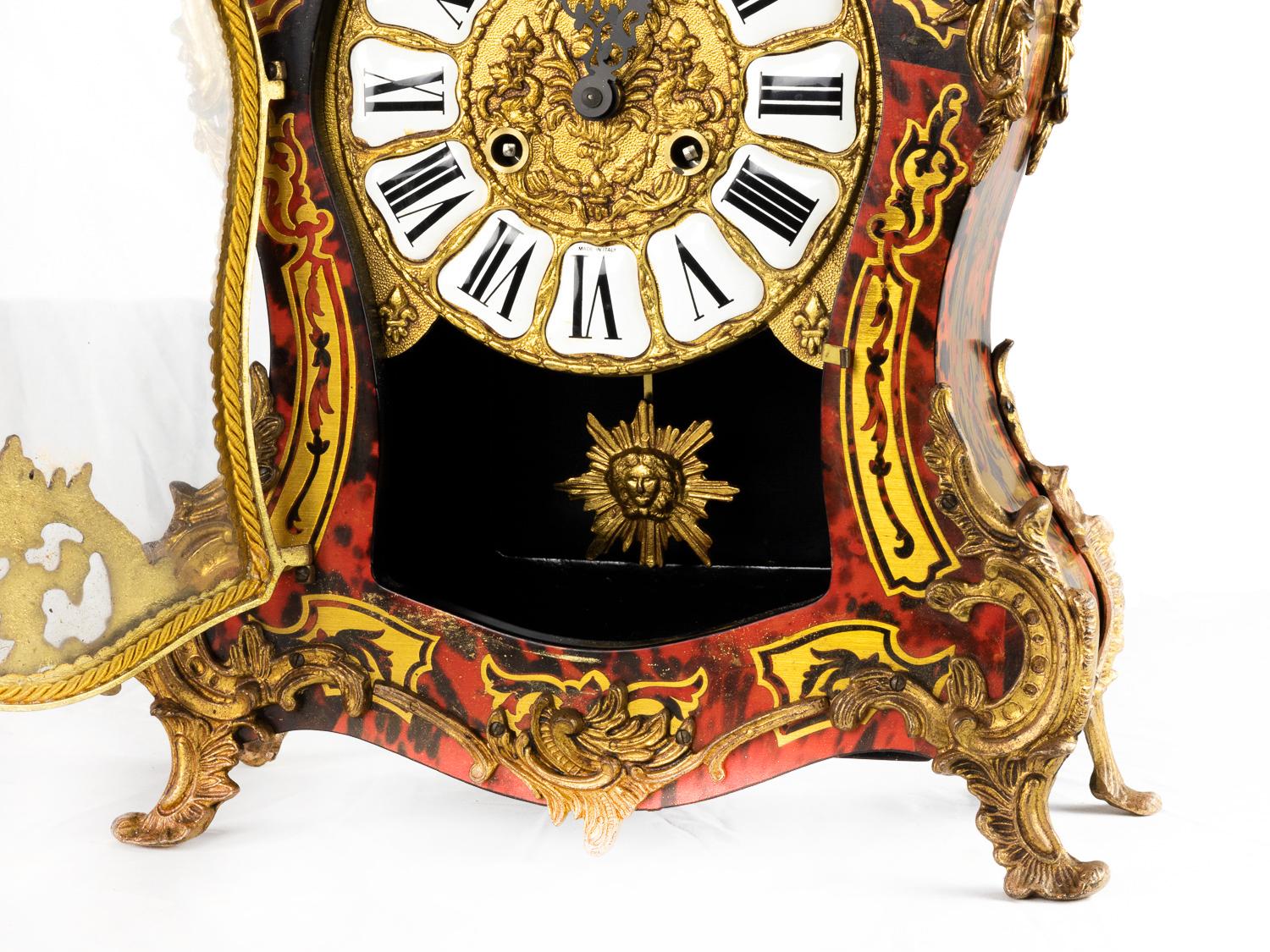 Louis XV Style Boulle Mantel Clock with Sun Pendulum, 20th Century im Angebot 9