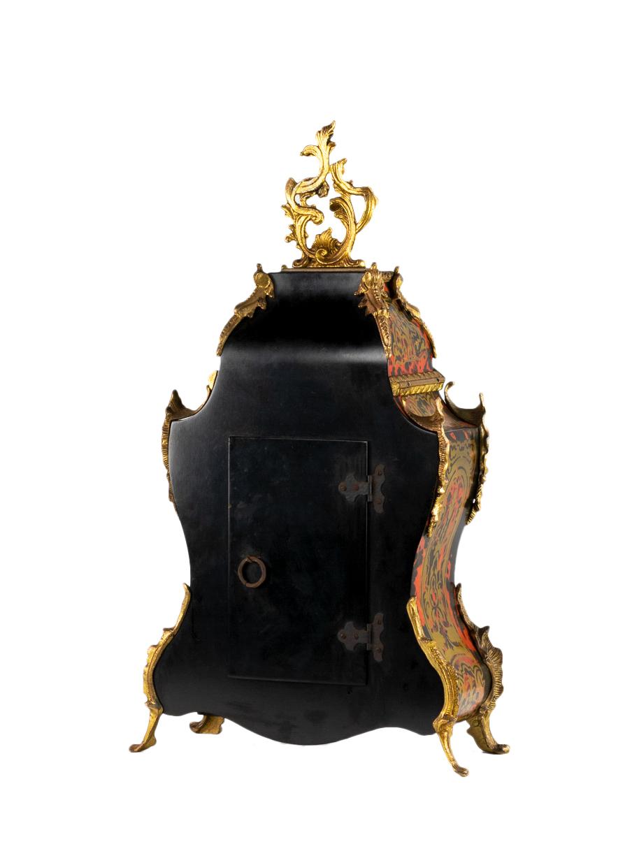 Louis XV Style Boulle Mantel Table Clock with Sun Pendulum, 20th Century For Sale 12
