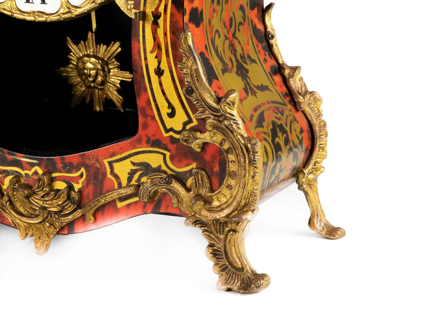 Louis XV Style Boulle Mantel Clock with Sun Pendulum, 20th Century im Angebot 13