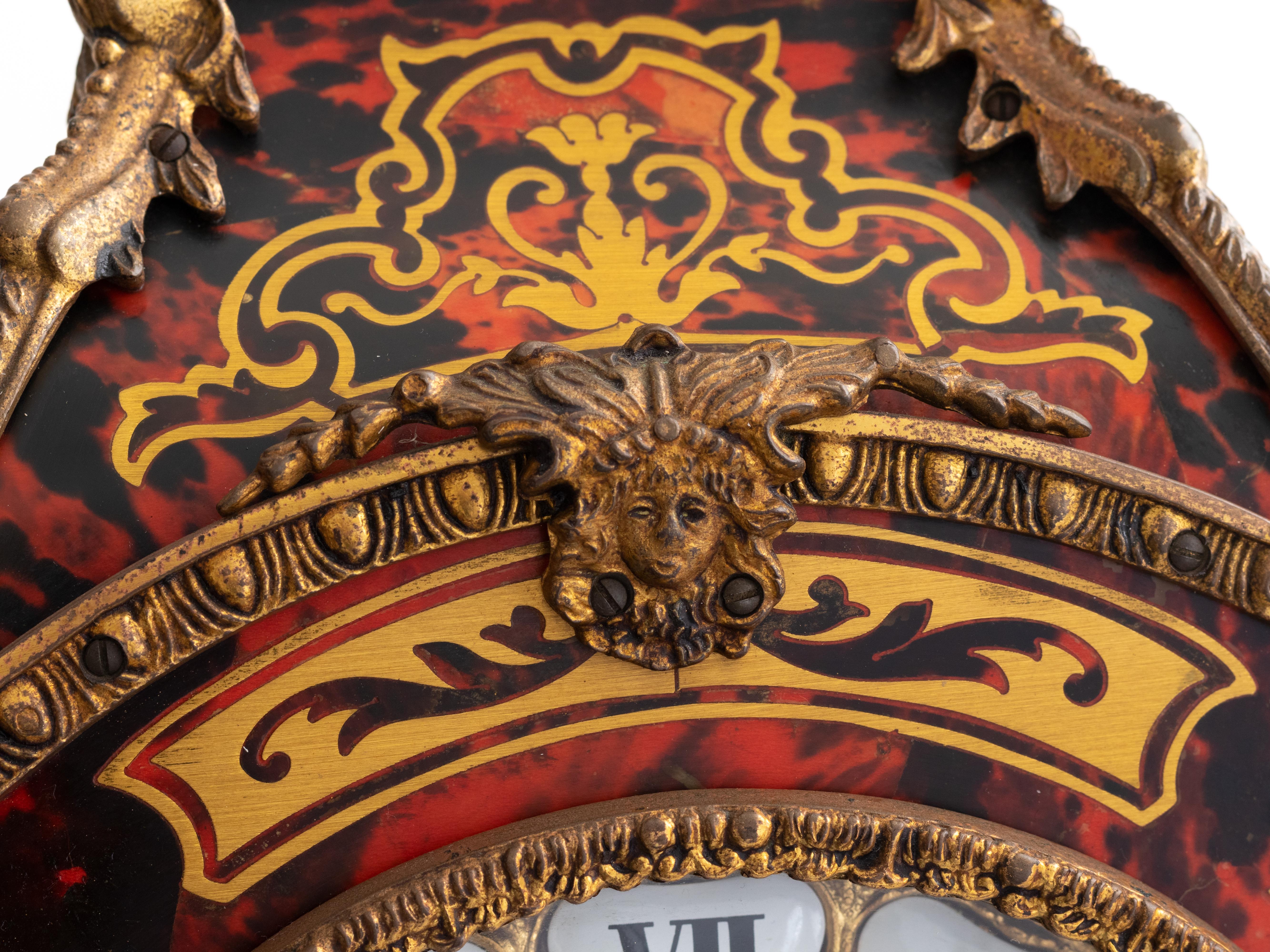 Louis XV Style Boulle Mantel Table Clock with Sun Pendulum, 20th Century For Sale 4