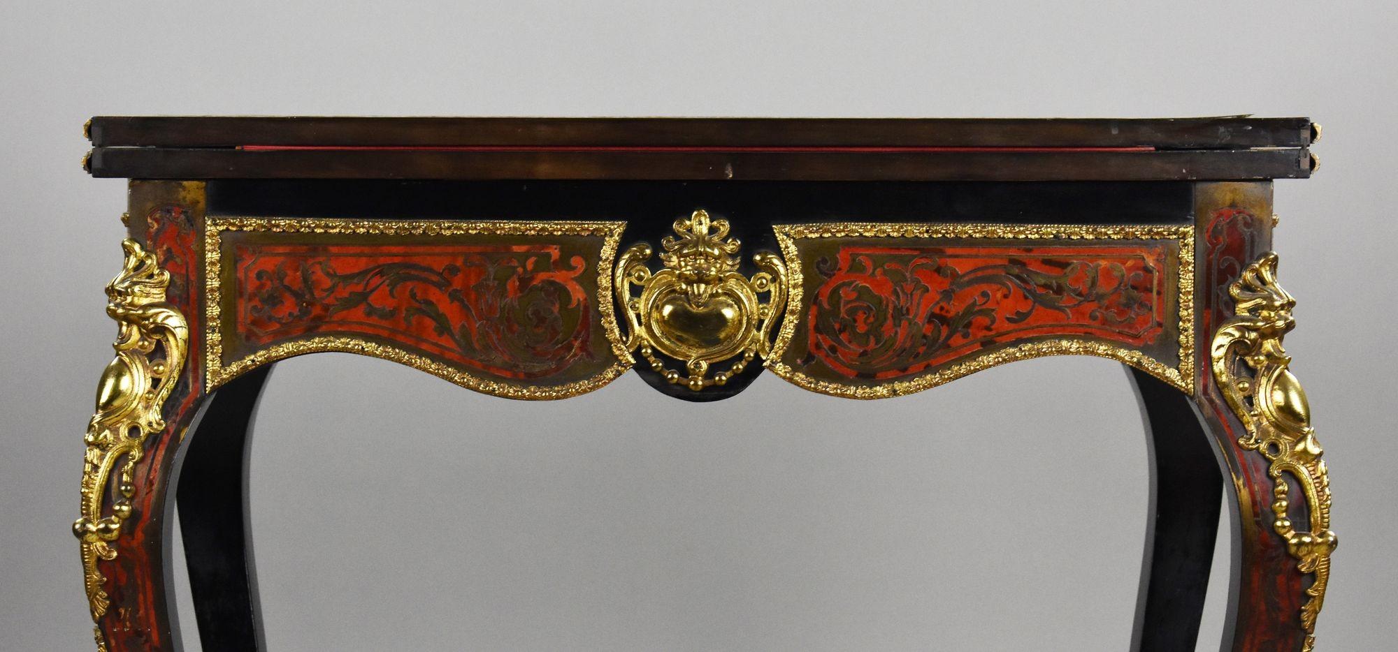 Louis XV Style Boulle Marquetry Card Table by Edwards & Roberts For Sale 8