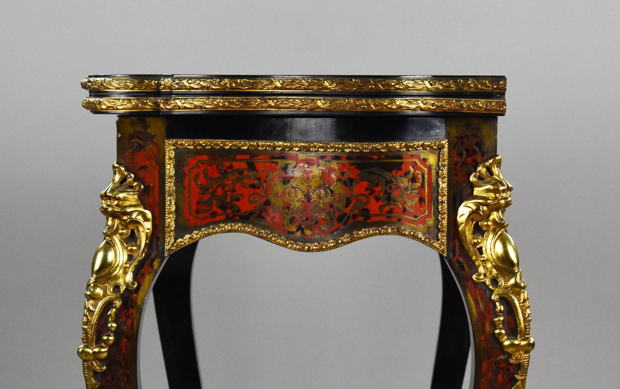 Louis XV Style Boulle Marquetry Card Table by Edwards & Roberts For Sale 9