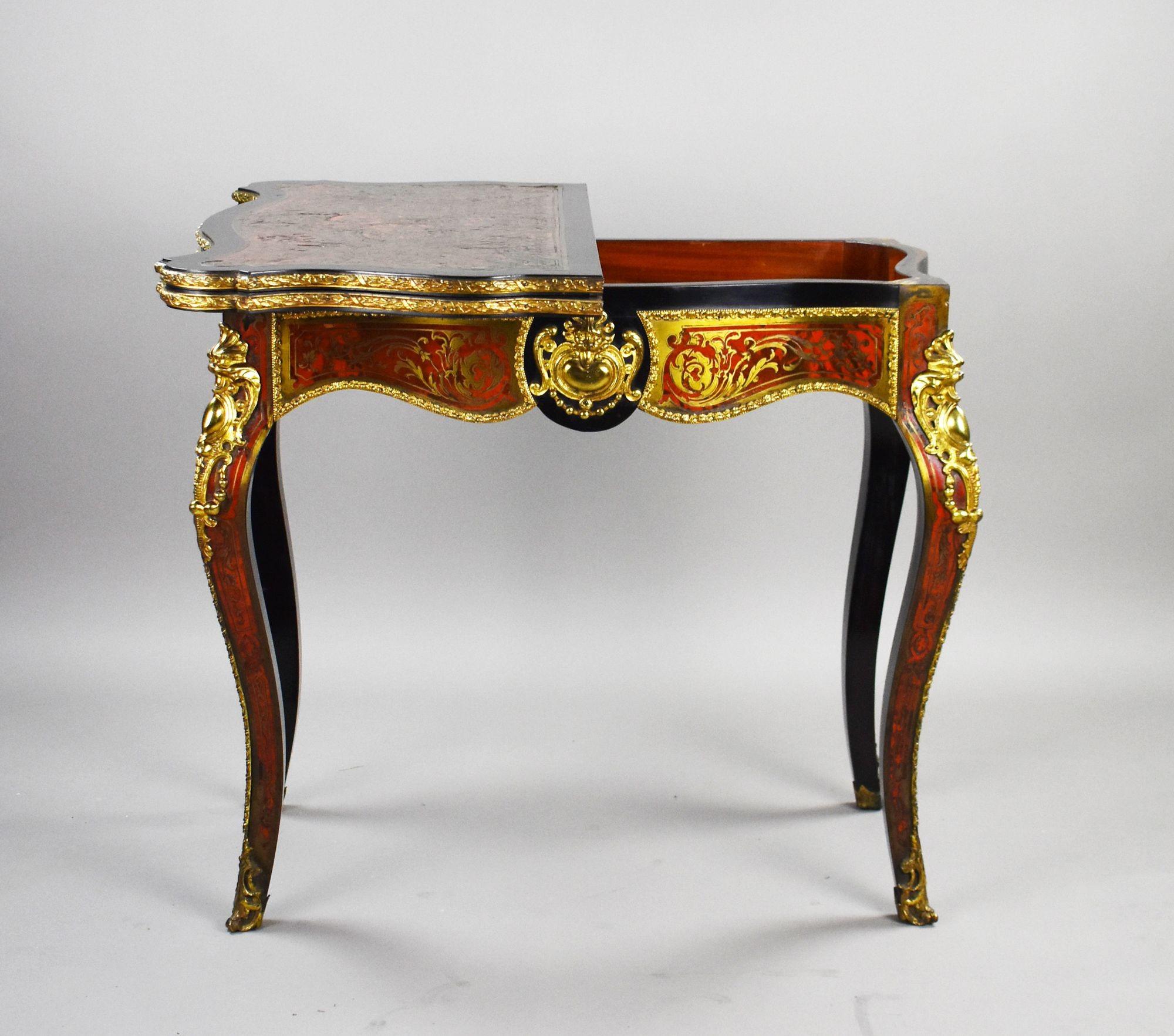 English Louis XV Style Boulle Marquetry Card Table by Edwards & Roberts For Sale