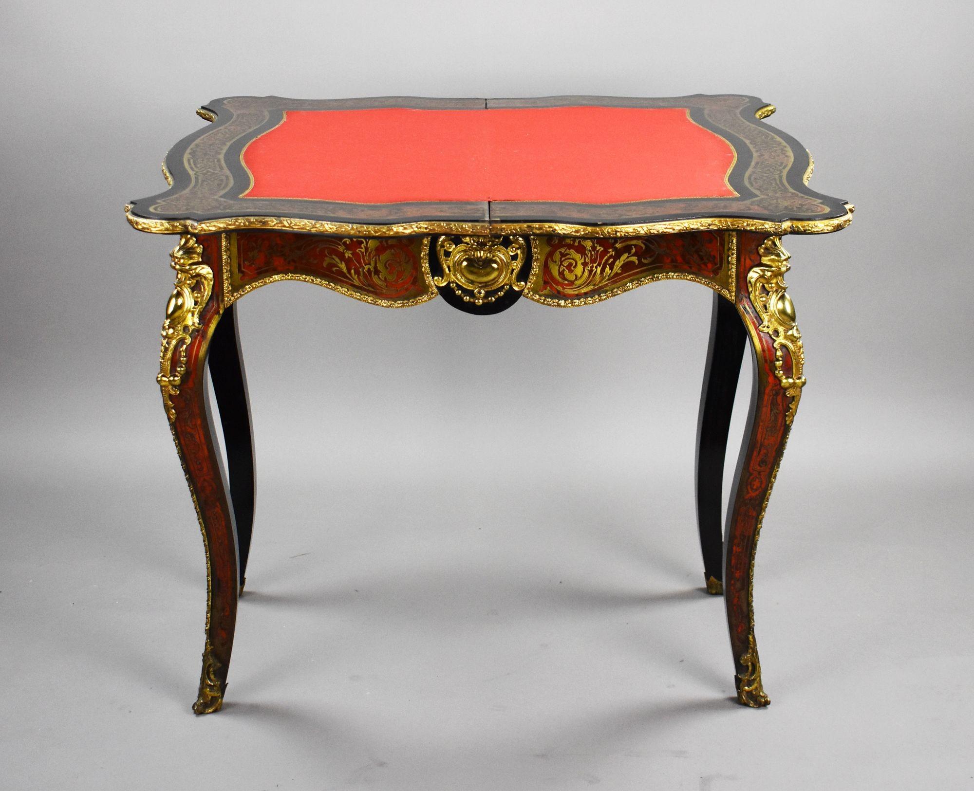 Louis XV Style Boulle Marquetry Card Table by Edwards & Roberts In Good Condition For Sale In Chelmsford, Essex