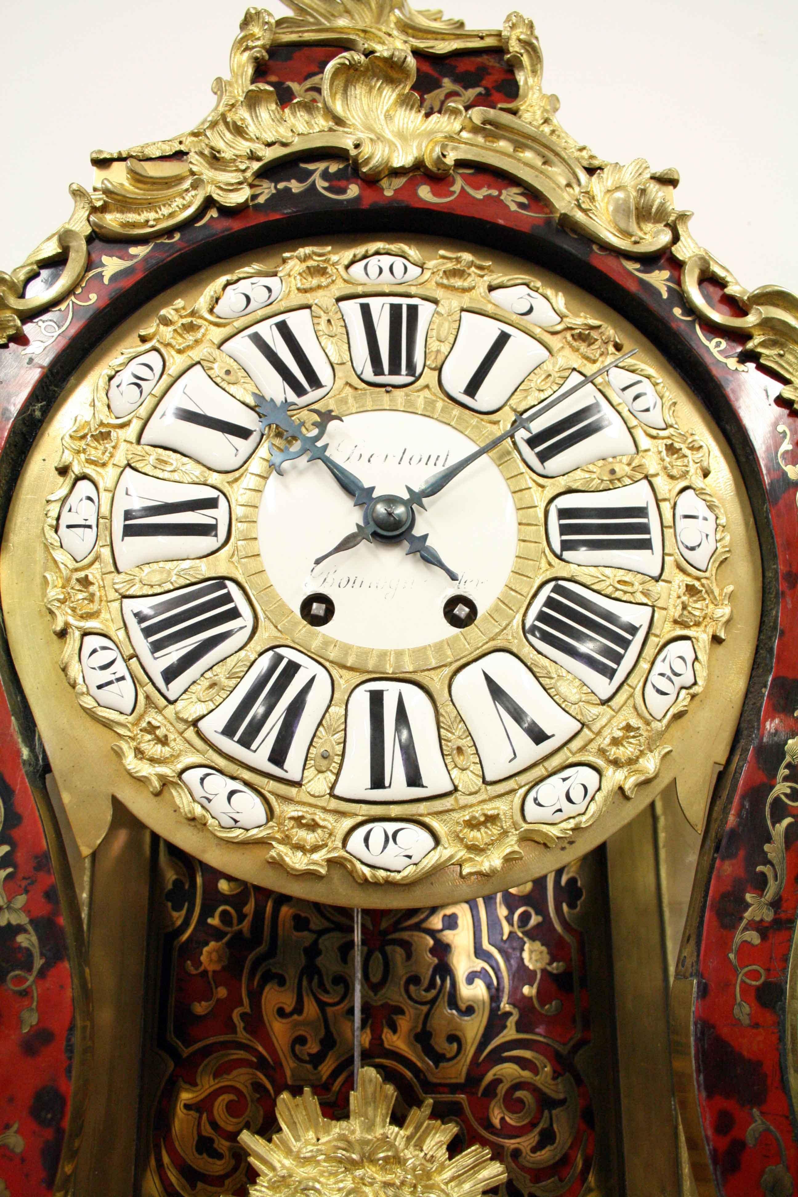 Louis XV Style Boulle Marquetry Clock, circa 1870 For Sale 5