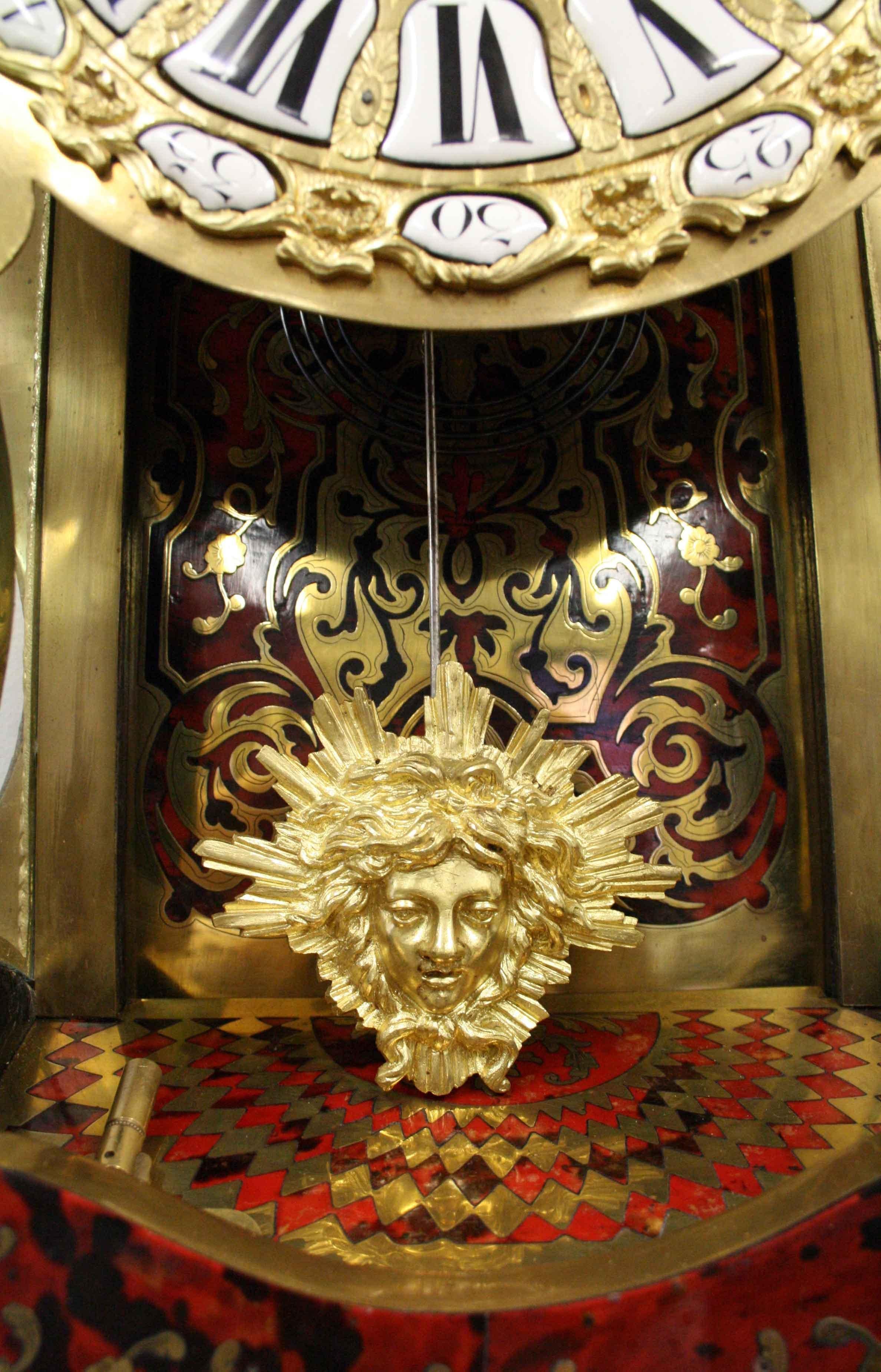 Louis XV Style Boulle Marquetry Clock, circa 1870 For Sale 7