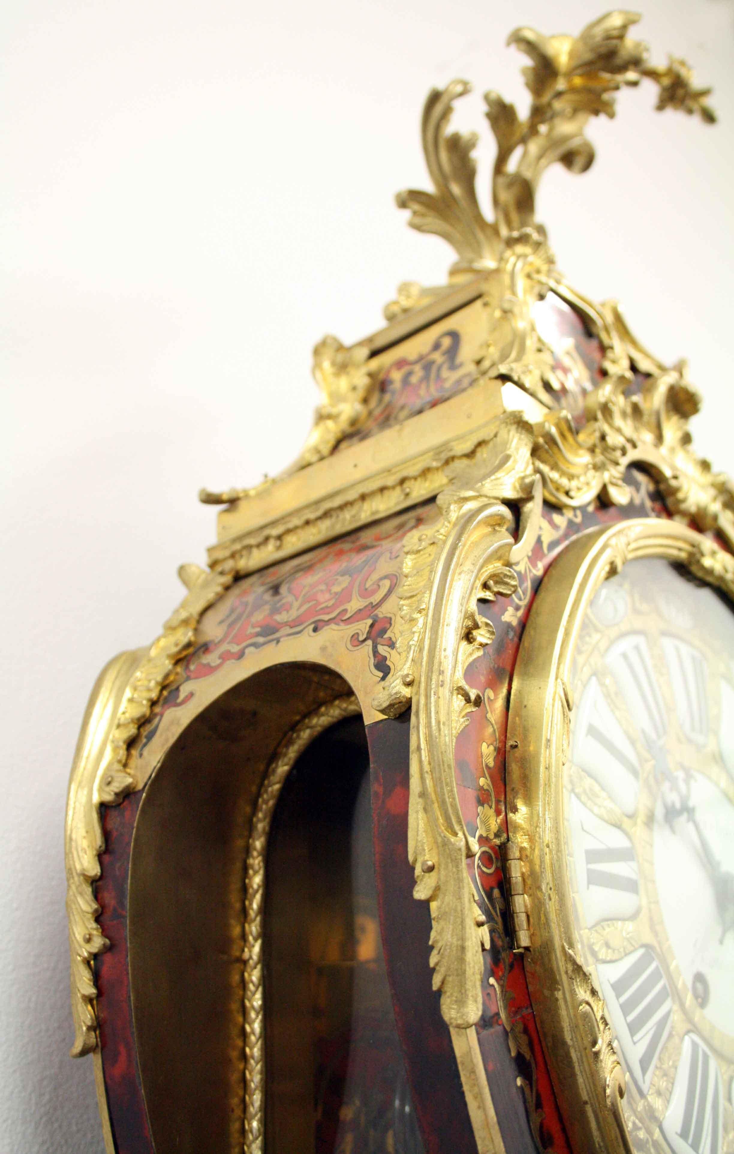 19th Century Louis XV Style Boulle Marquetry Clock, circa 1870 For Sale