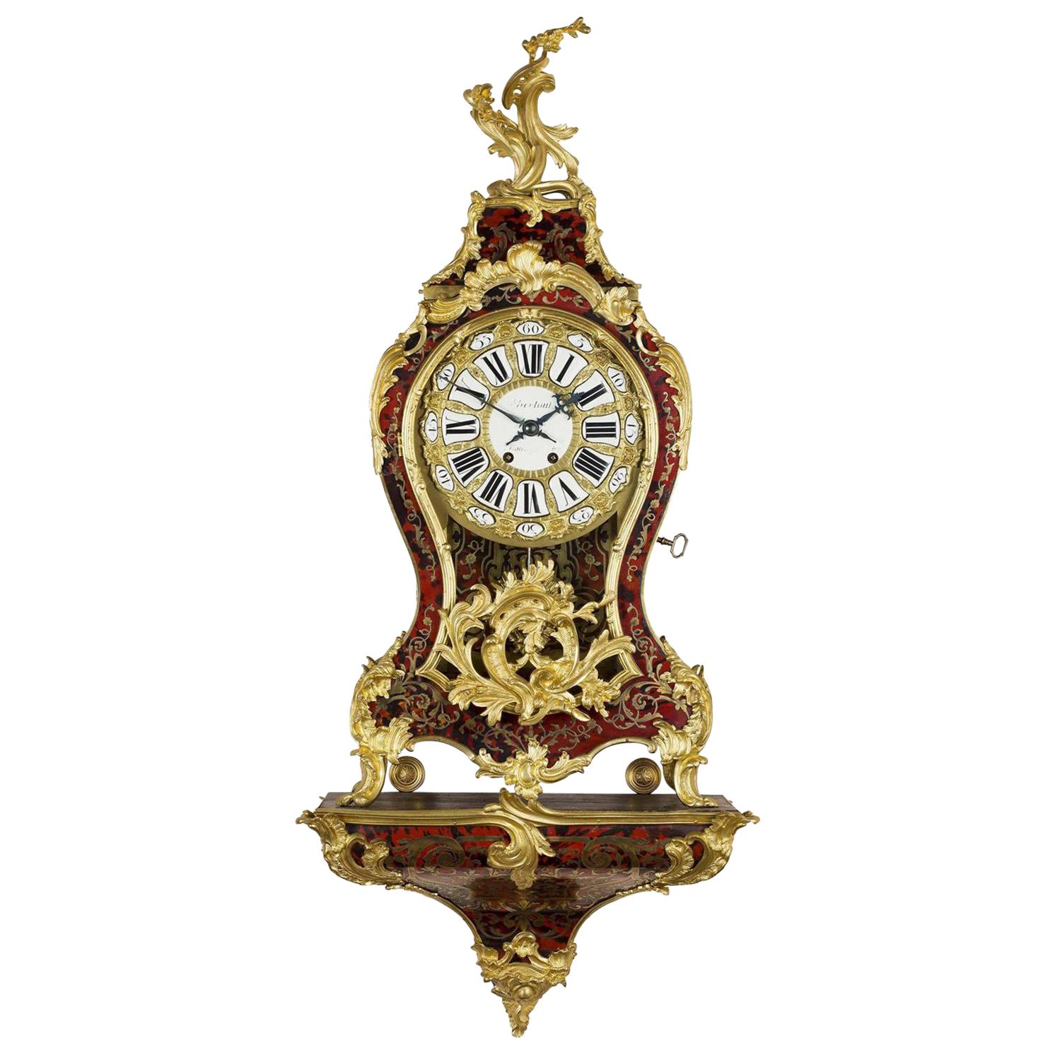 Louis XV Style Boulle Marquetry Clock, circa 1870 For Sale