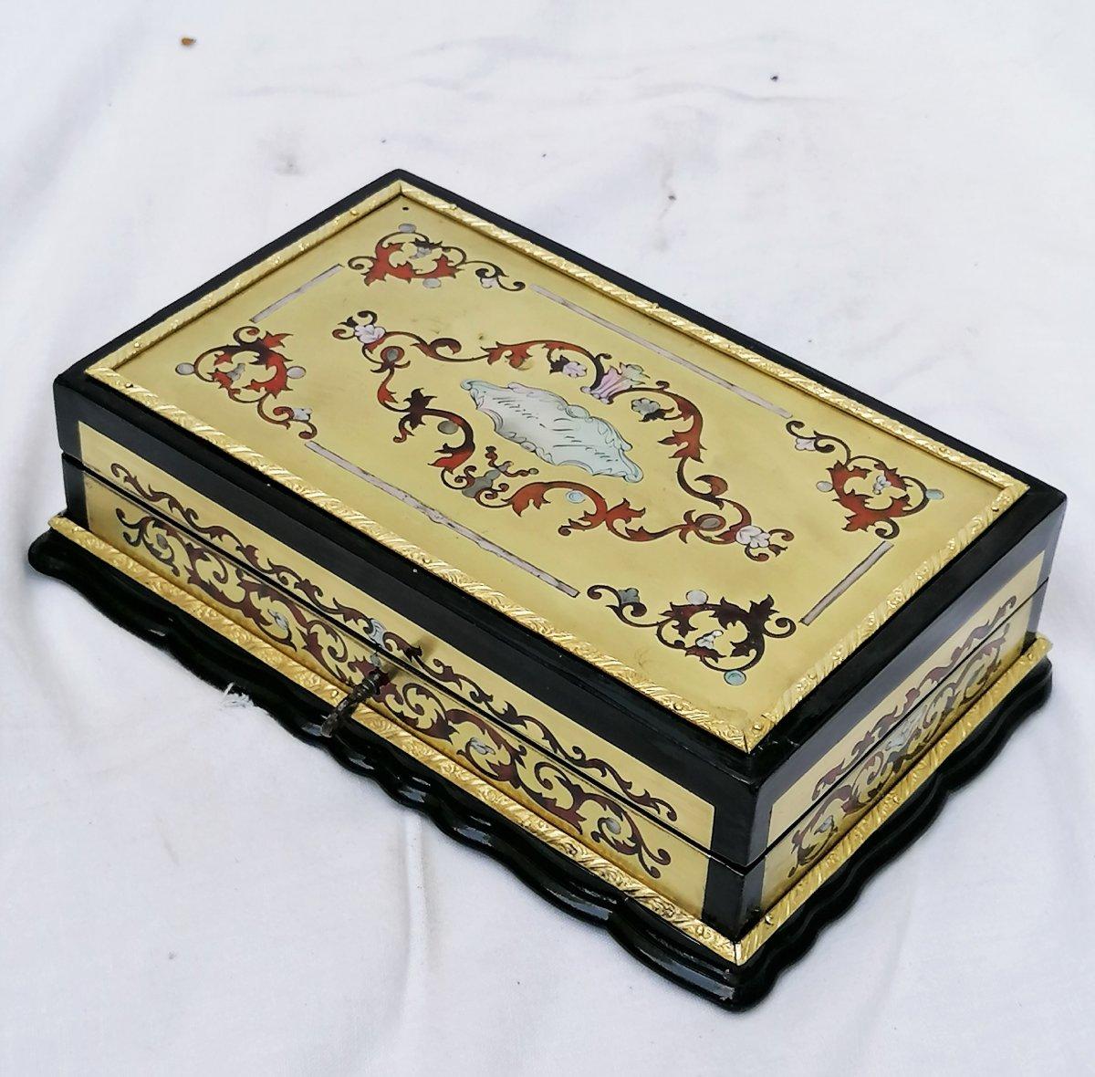 Louis XV Style Boulle Marquetry Jewelry Box, France, 1865 In Good Condition In Paris, FR