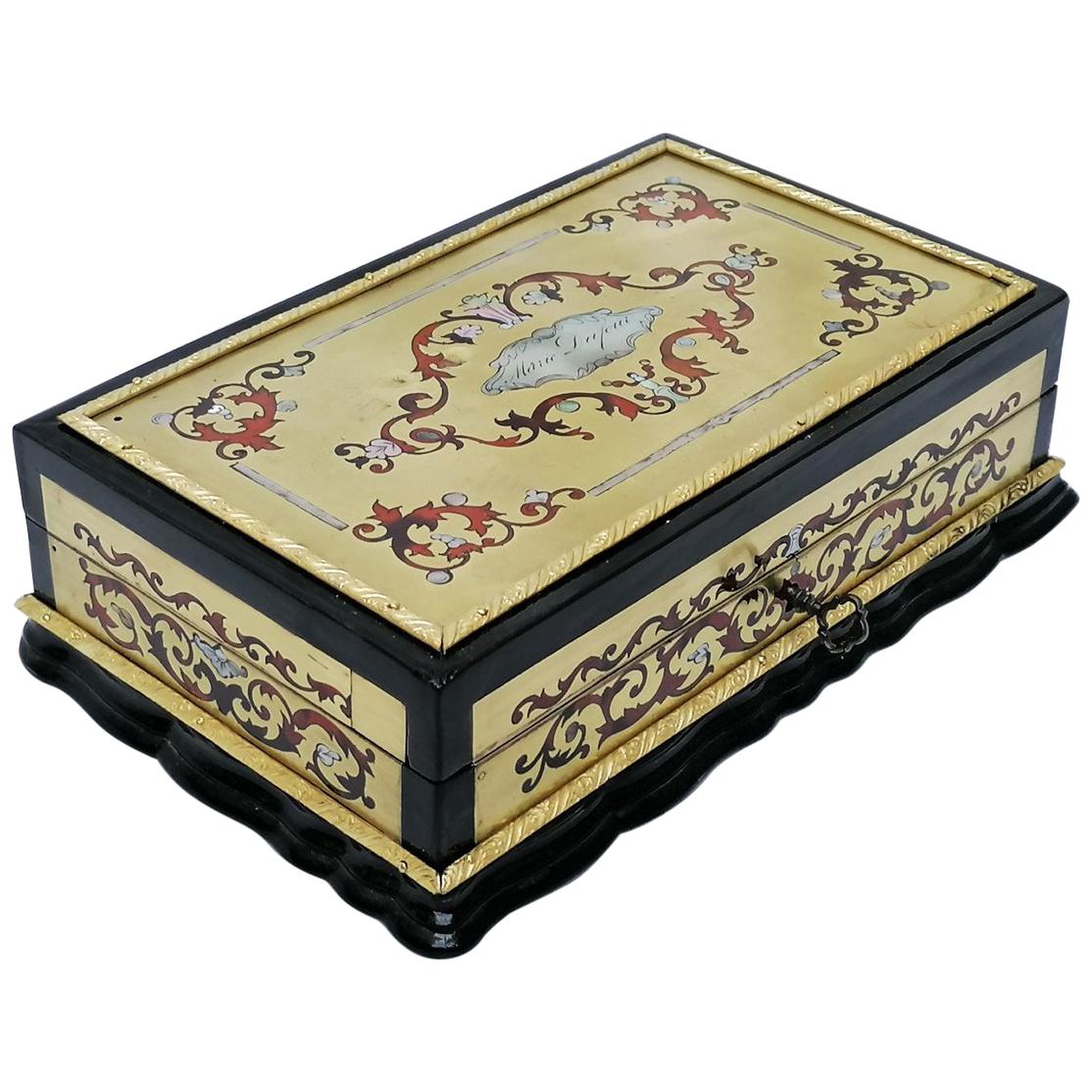 Louis XV Style Boulle Marquetry Jewelry Box, France, 1865