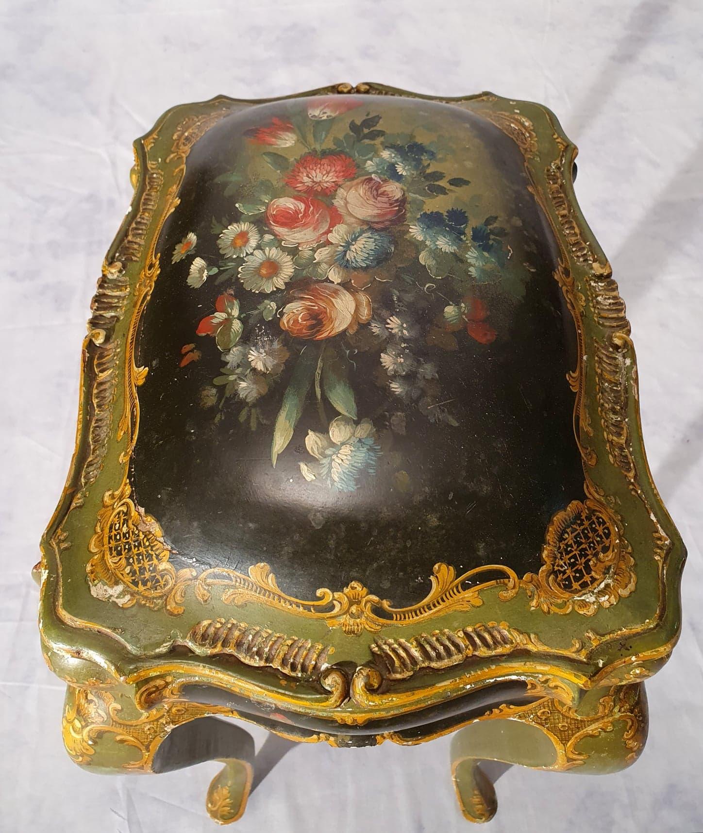 Louis XV Style Box Table, Venetian, Painted Wood, 19th For Sale 6