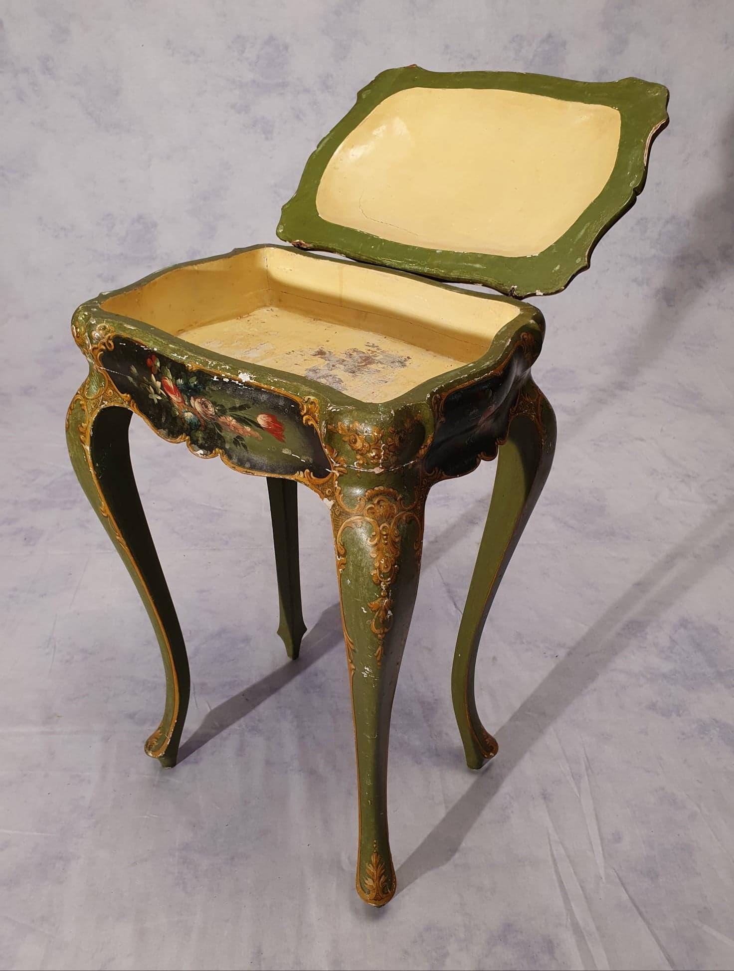 Louis XV Style Box Table, Venetian, Painted Wood, 19th For Sale 7