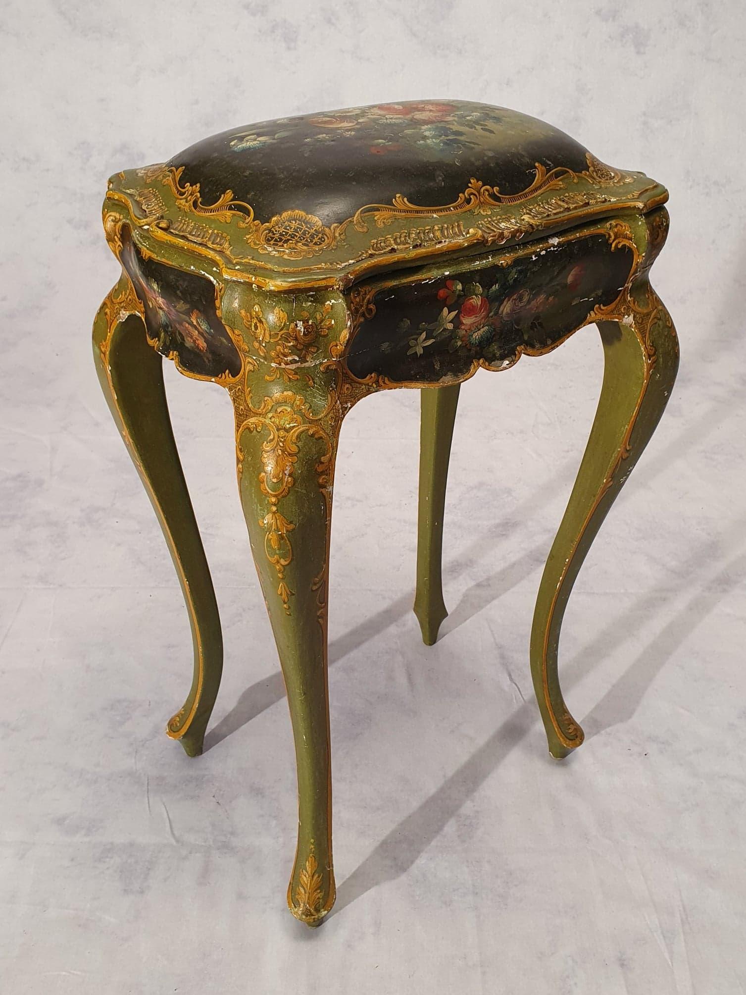 Louis XV Style Box Table, Venetian, Painted Wood, 19th For Sale 2