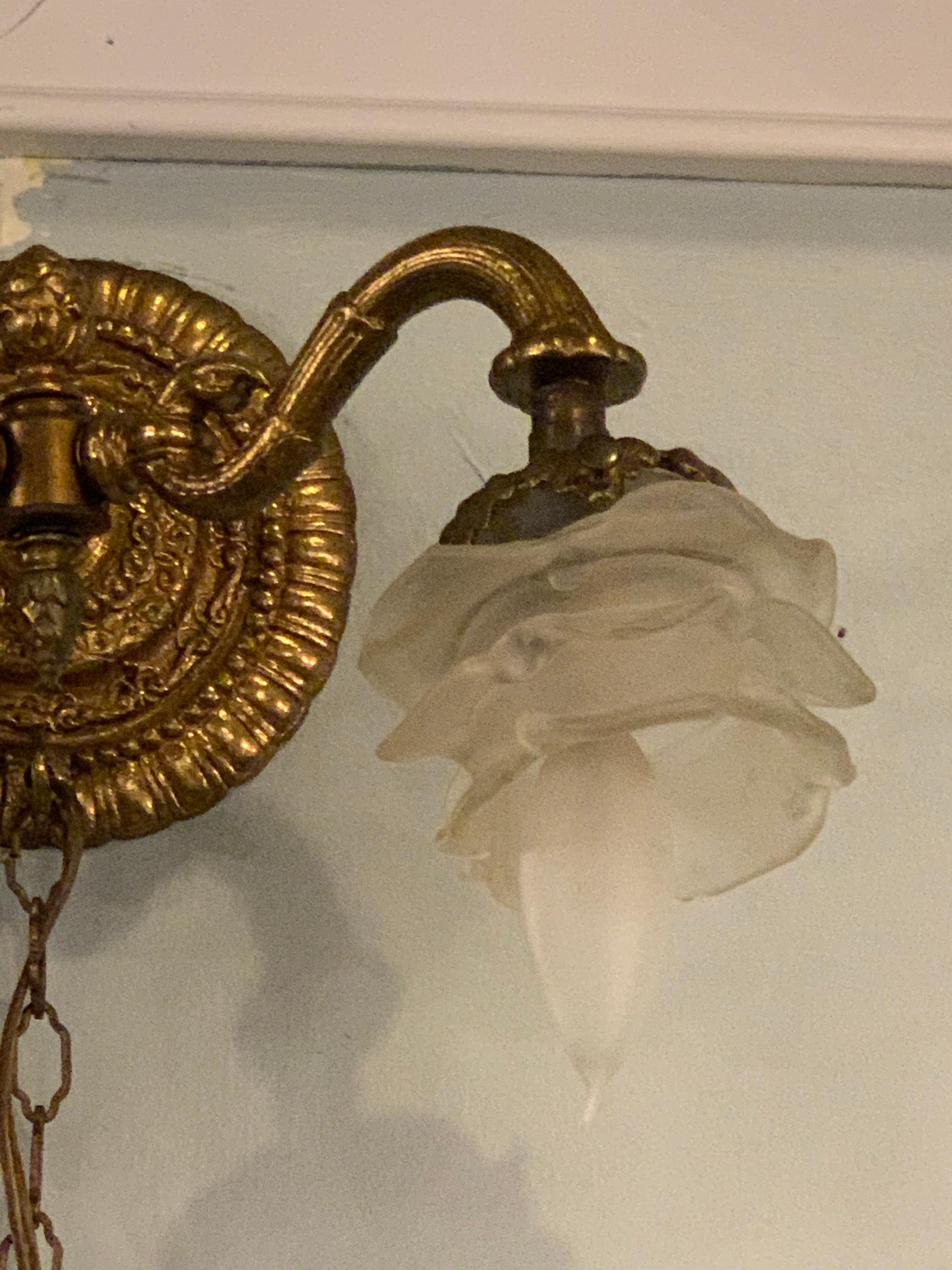 20th Century Louis XV Style Brass Double Globe Wall Sconce