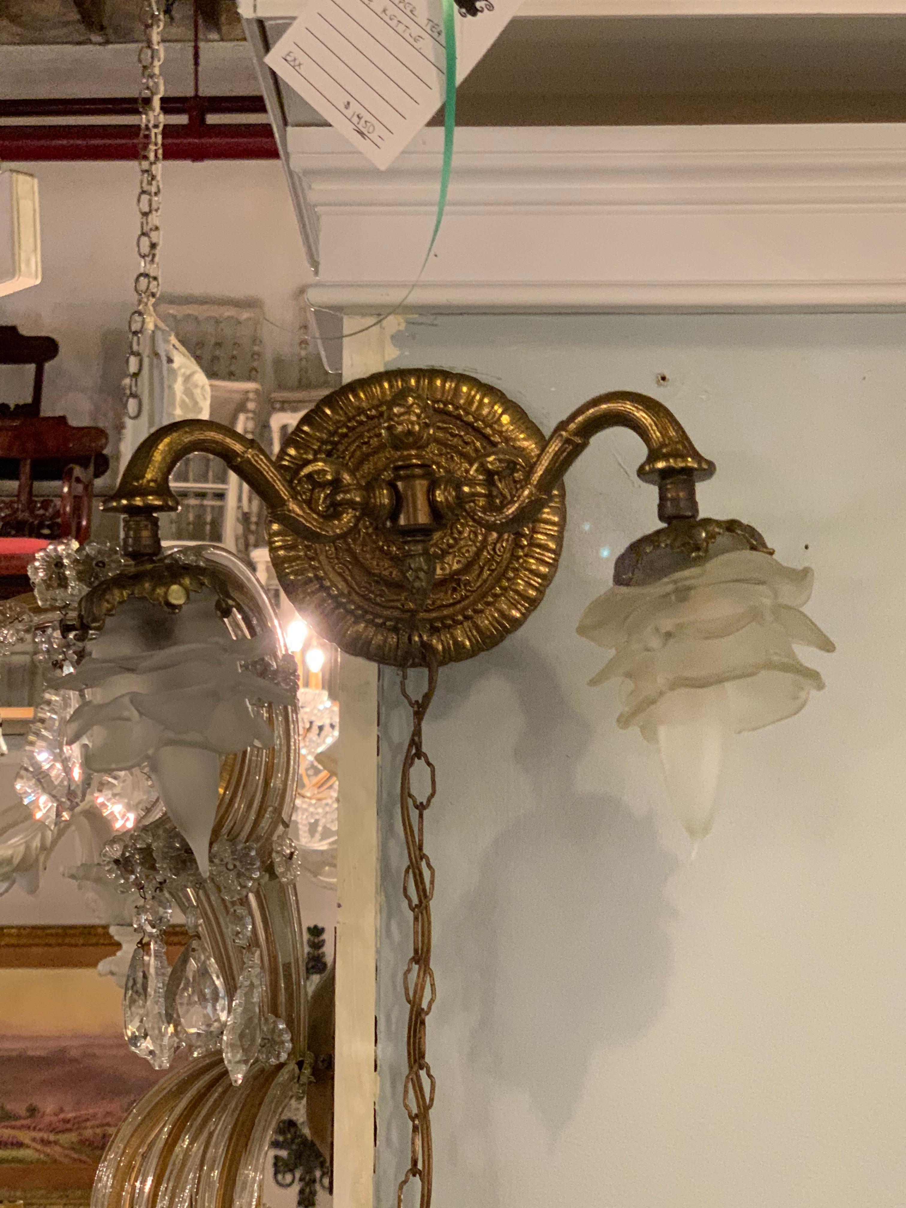 Louis XV Style Brass Double Globe Wall Sconce 1
