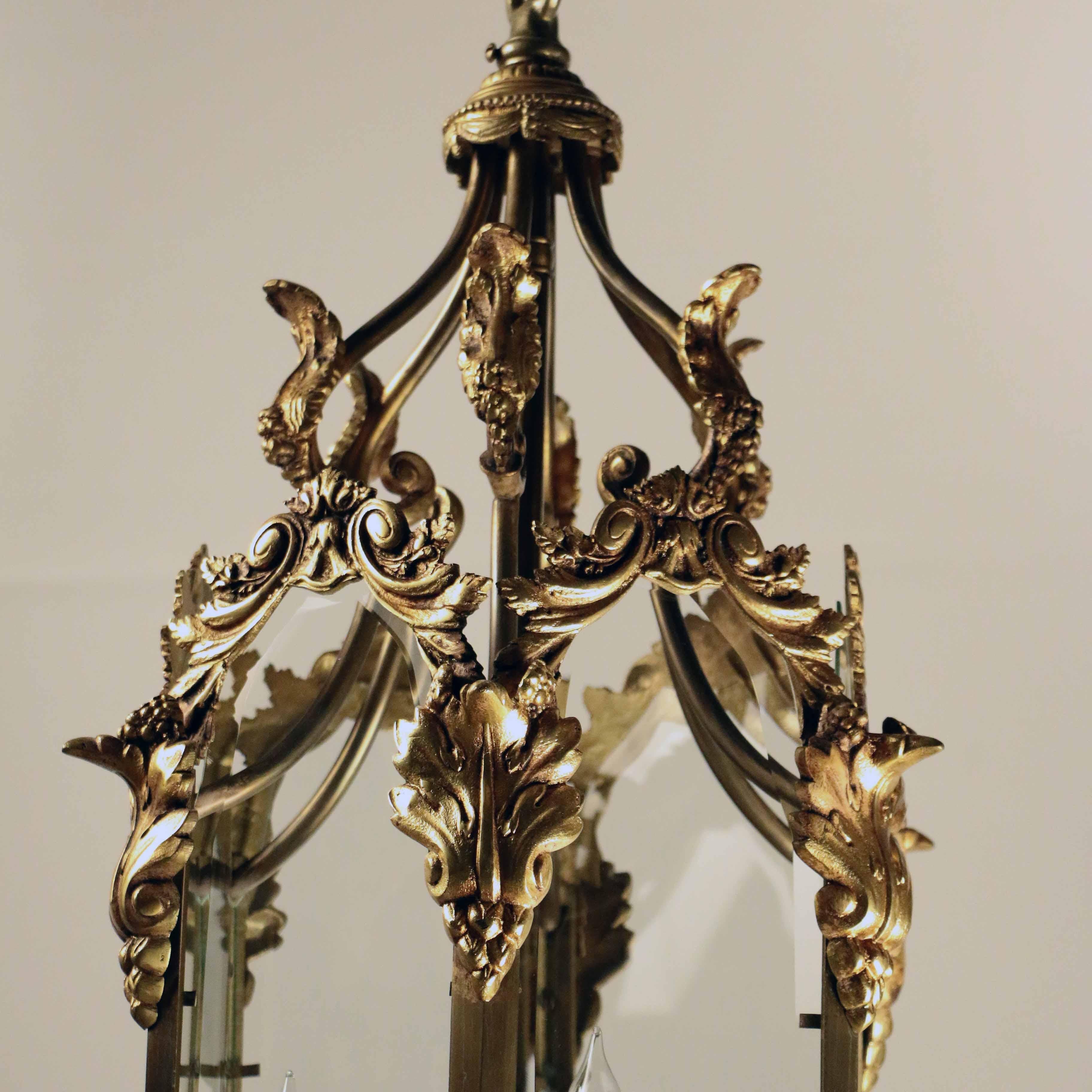 19th Century Louis XV Style Brass Lantern For Sale