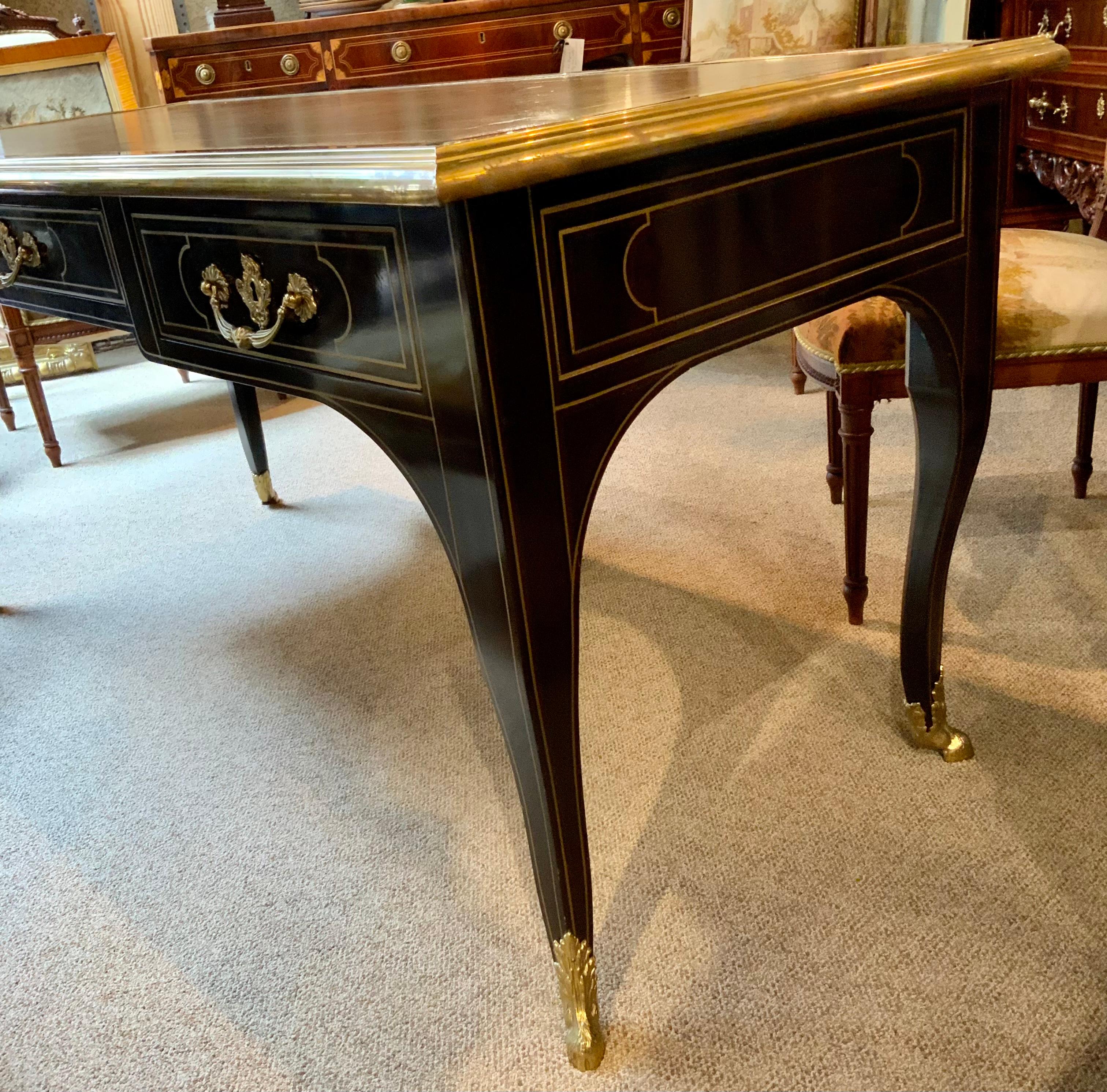 Louis XV-Style Brass-Mounted Ebonized Desk 2