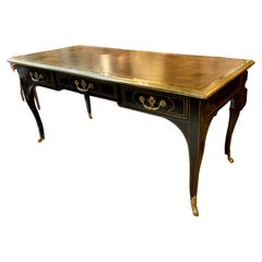 Louis XV-Style Brass-Mounted Ebonized Desk