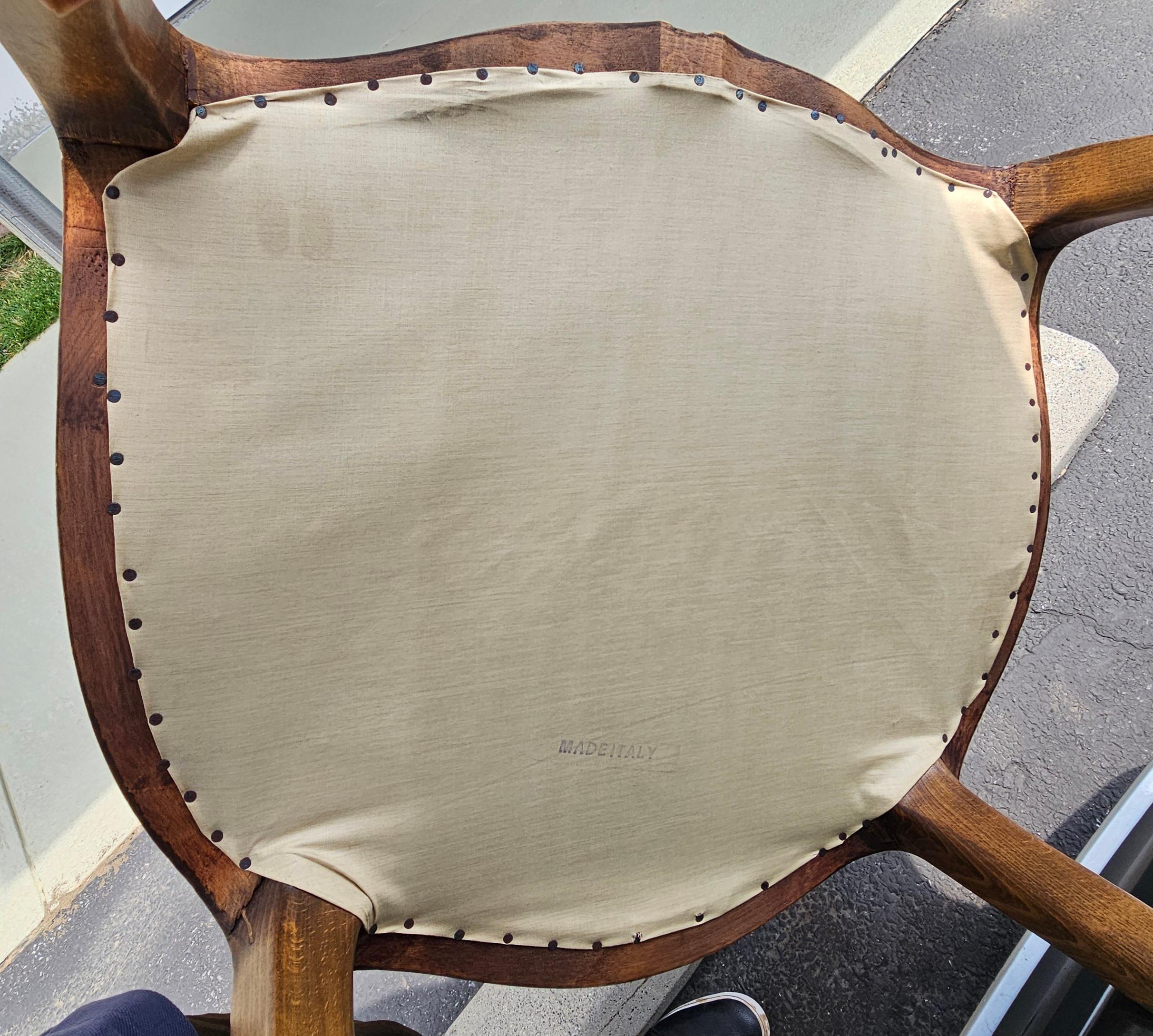Louis XV Style Brass Nail Studded, Caned and Partial Upholstered Fauteuil For Sale 3