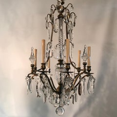 Louis XV Style Bronze and Crystal Six-Light Chandelier