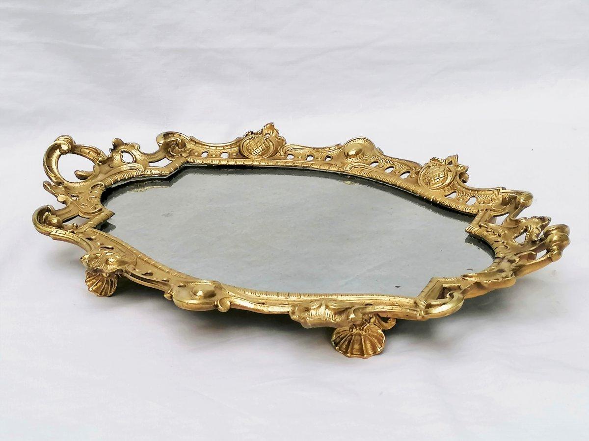 French Louis XV Style Bronze and Mirror Table Centerpiece France, 19th Century