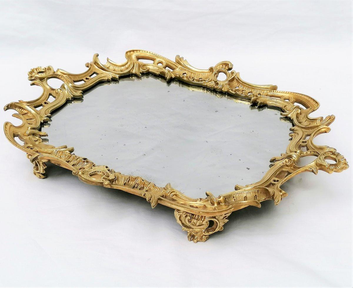 French Louis XV Style Bronze and Mirror Table Centerpiece, France, 19th Century