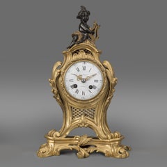 Louis XV Style Bronze Figural Clock Garniture by Maison Baguès French circa 1870