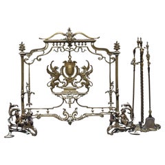Vintage  Louis XV Style Bronze Fireplace Suite 