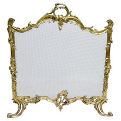 Louis XV Style Bronze and Mesh Metal Fire Screen