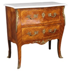 Louis XV Style Bronze Mounted Marble Top Two Drawer Commode