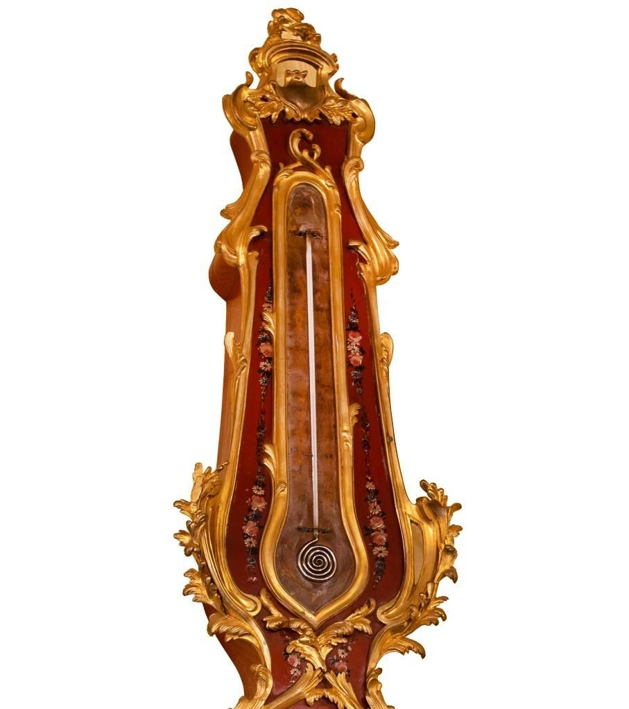 Gilt Louis XV Style Bronze-Mounted Verni Martin Painted Clock and Sconce Garniture For Sale
