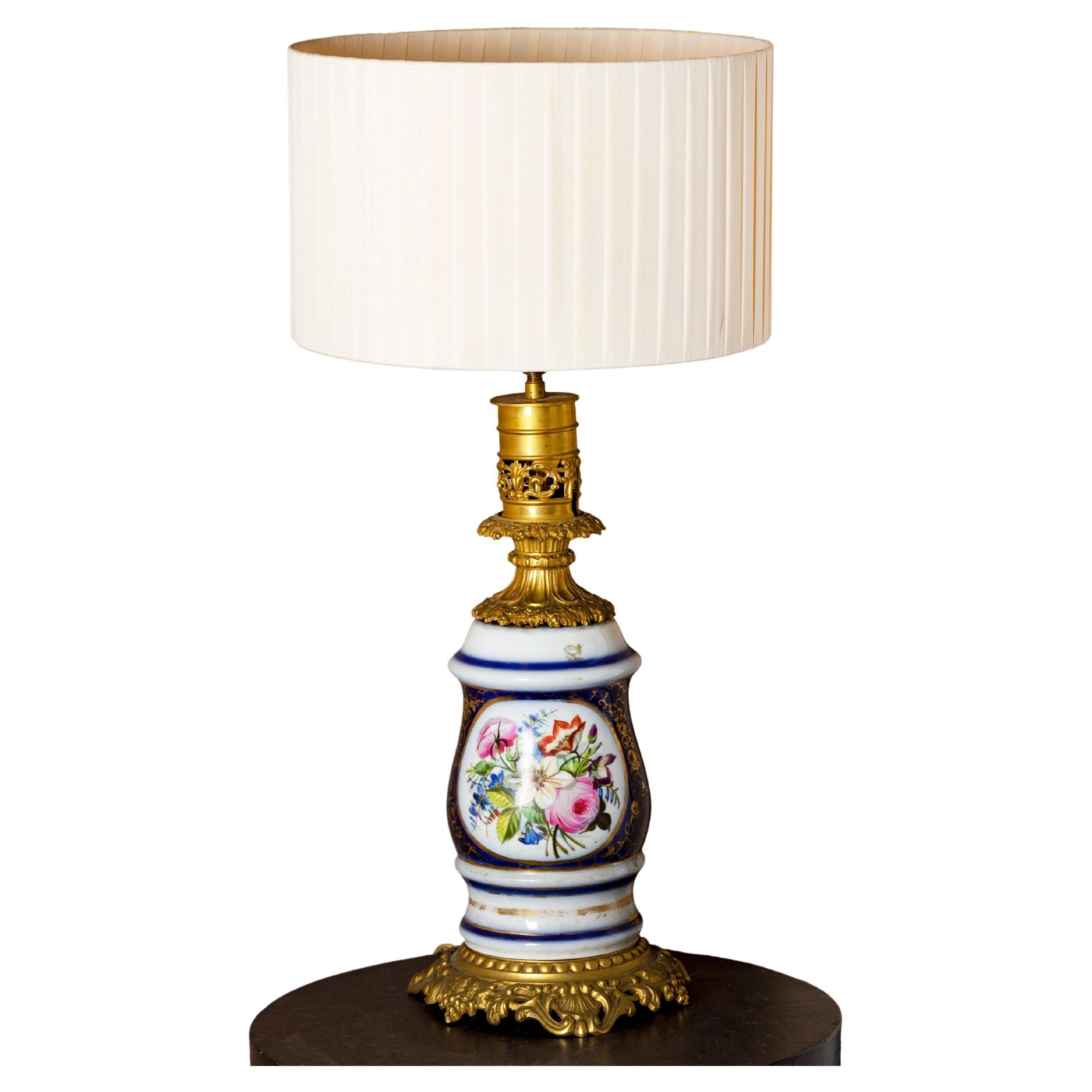 Louis XV Style Bronze Porcelain Table Lamp, 19th Century