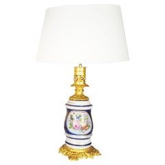Louis XV Style Bronze Porcelain Table Lamp, 19th Century