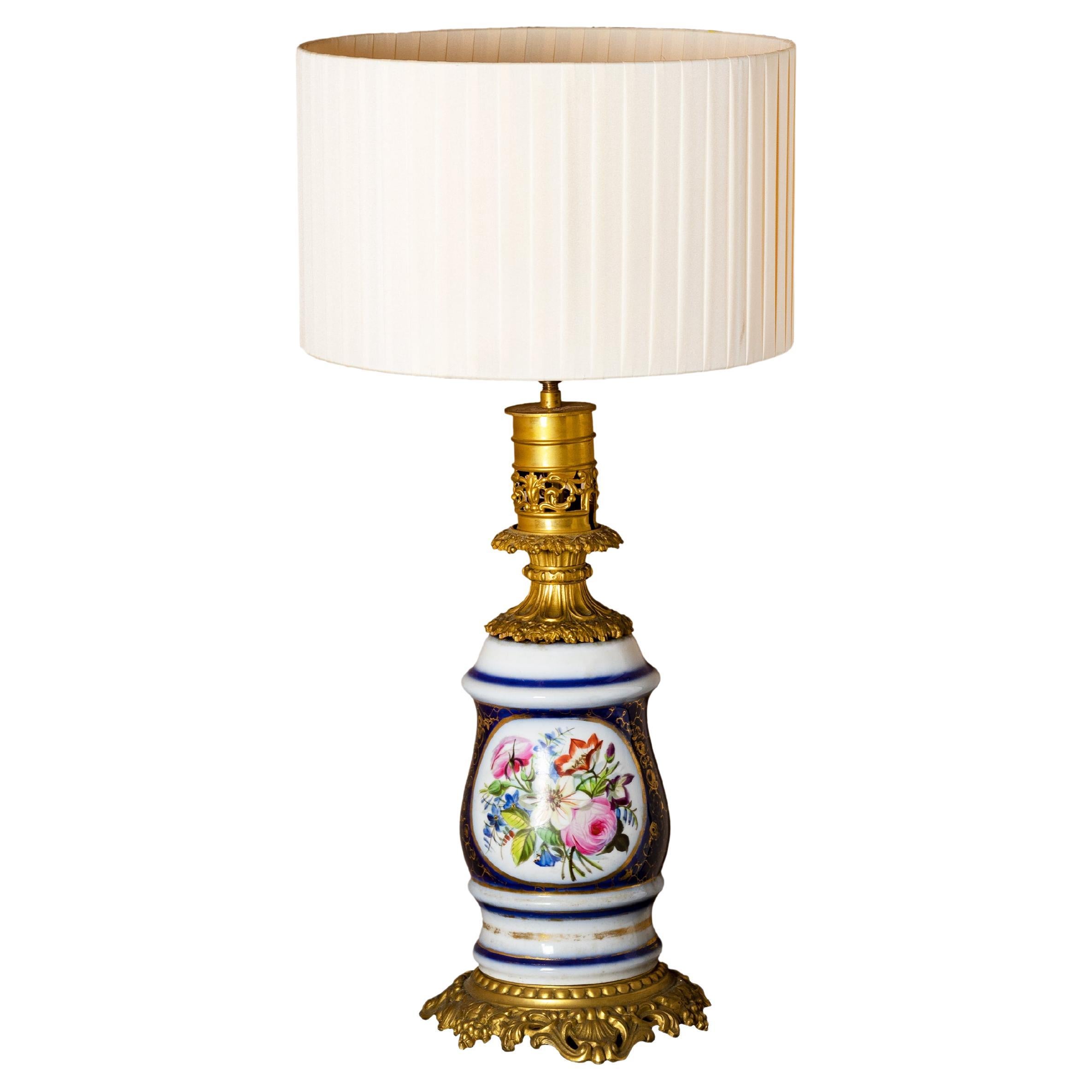 Louis XV Style Bronze Porcelain Table Lamp, 20th Century For Sale