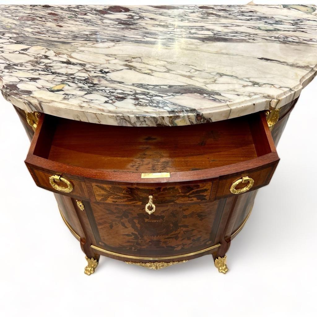 French Louis XV-Style Buffet with Floral Marquetry from the Napoleon III era For Sale