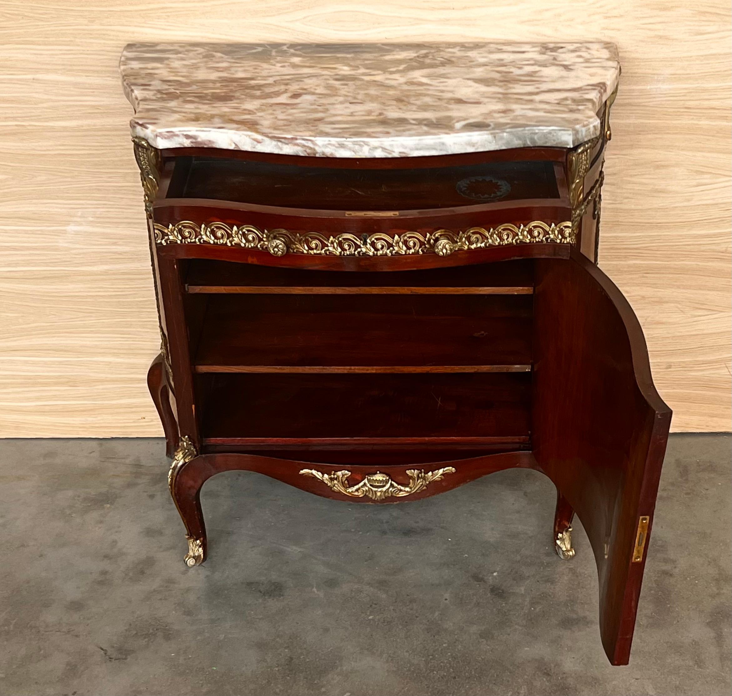 Louis XV-Style Buffet with Floral Marquetry with drawer and door For Sale 2