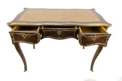 Louis XV-Style Writing Desk with Leather Top and Bronze Mounts, 1950