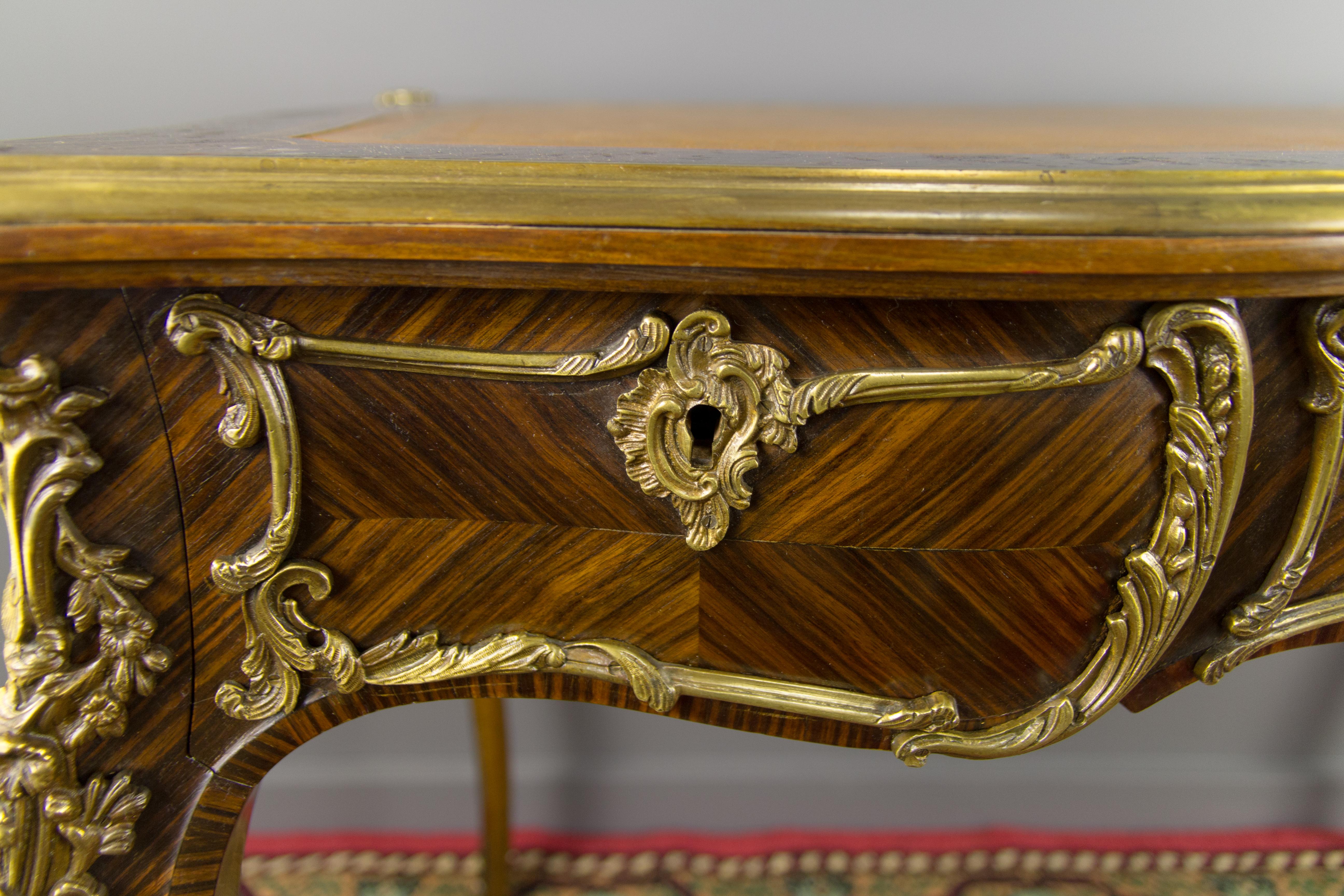 Louis XV Style Bureau Plat or Writing Desk with Bronze Mounts For Sale 7