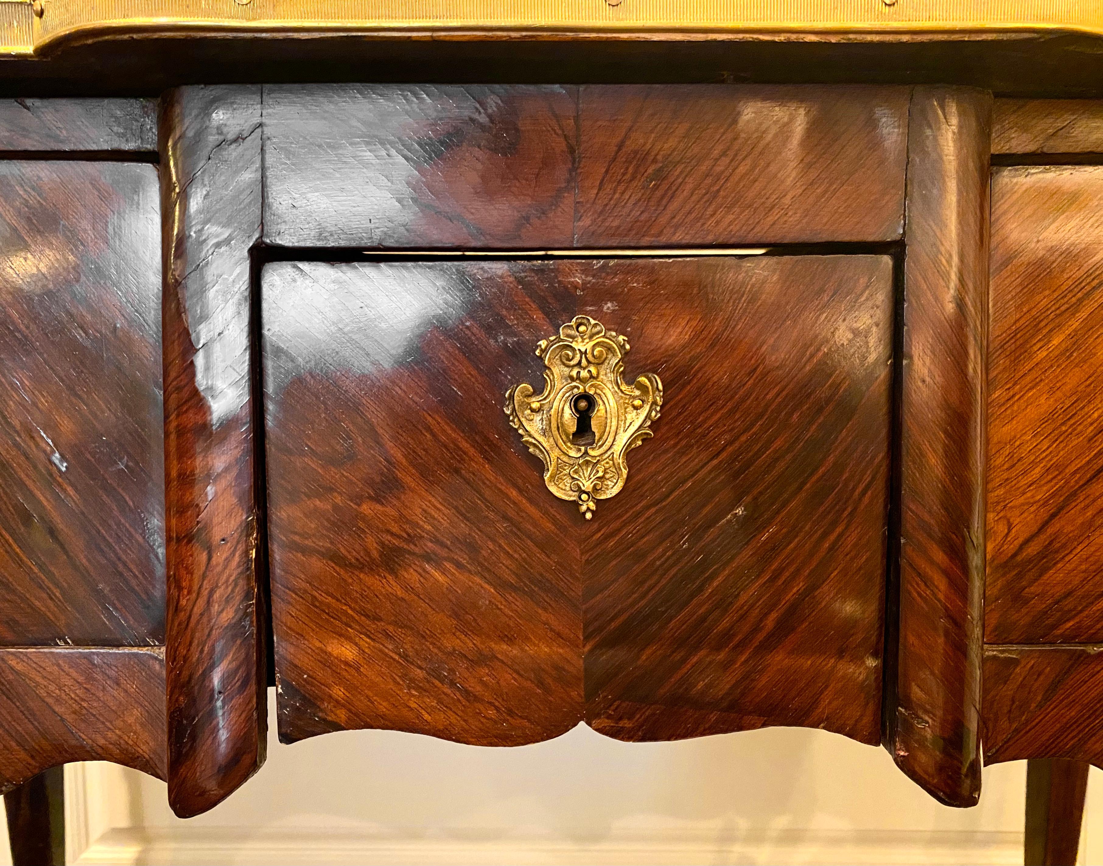 Bronze Louis XV Style Bureau Plat Writing Desk, Rosewood and Ormulu For Sale